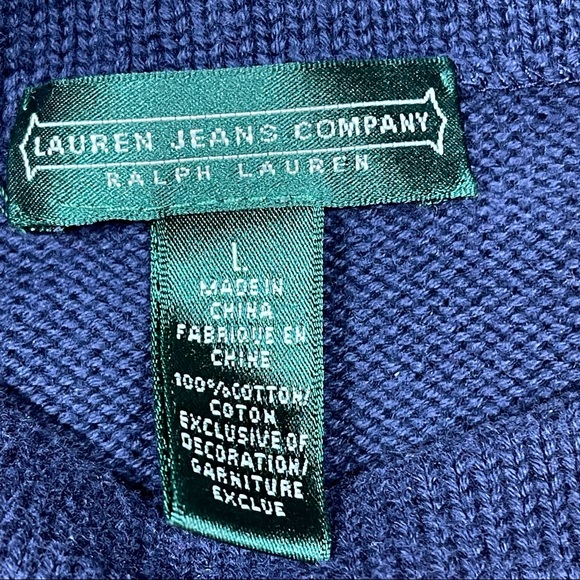 Ralph Lauren Sweater Striped Gold Buttons Nautical Crest Red Navy Blue Sz L - Picture 4 of 10